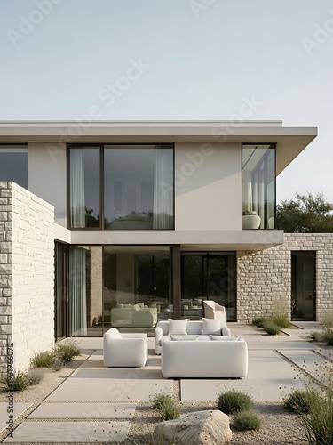 Inviting outdoor lounge area with modern architectural home design