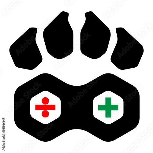 Veterinary Pet Care Paw Icon Vector