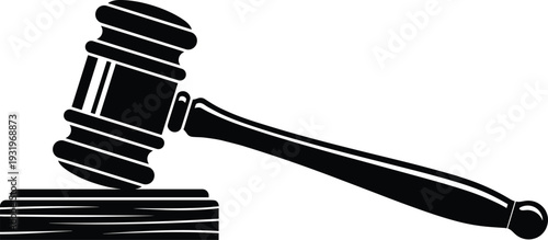 Vector silhouette icons set featuring judge gavel car crash electric plug donut virus cell and submarine isolated on white background for conceptual business design