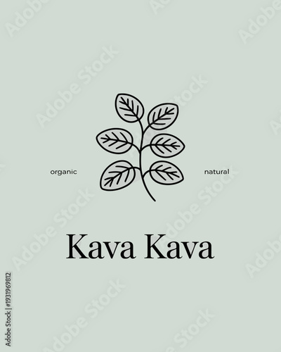 Kava Kava Organic Herbal Logo – Natural Botanical Line Art Illustration
