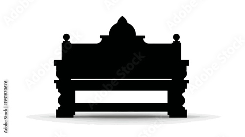 Silhouette of a decorative bed frame with a headboard and footboard