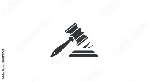 A grayscale icon of a gavel and sound block, commonly used to represent law and justice