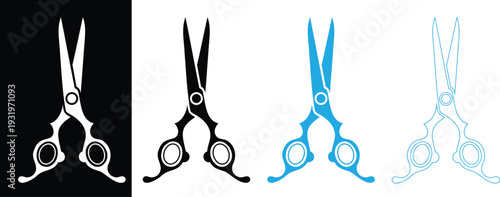 Hair cutting scissors silhouette icon set, scissor icon vector illustration on a white background 