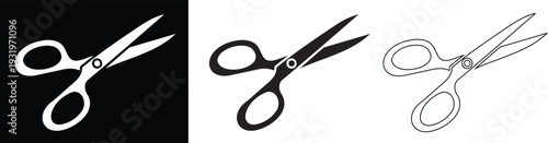 Hair cutting scissors silhouette icon set, scissor icon vector illustration on a white background 