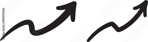 Two black arrows trending upwards on a white background