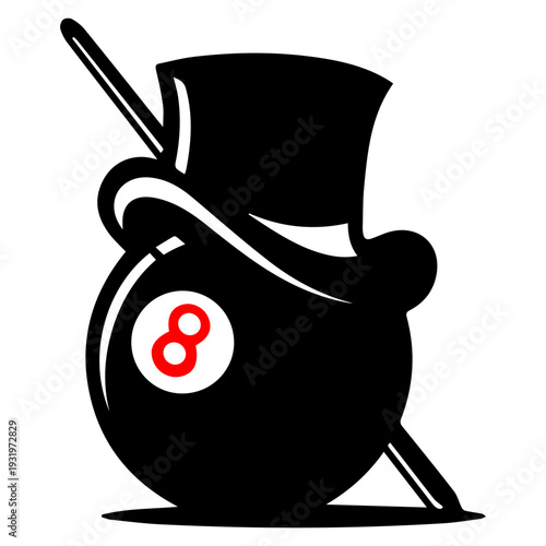 Magic Hat with Pool Ball Icon Vector