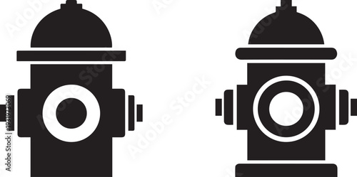 Black and white illustration of two fire hydrant silhouettes