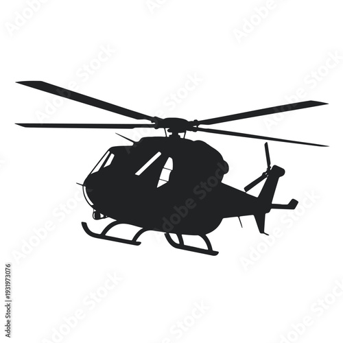 Modern civilian helicopter silhouette isolated for aviation graphics
