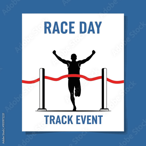 Depicting A Victorious Athlete Crossing The Finish Line In A Track And Field Event