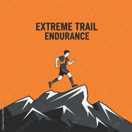 Depicting an Athlete Scaling Rocky Mountains During a Trail Running Endurance Challenge