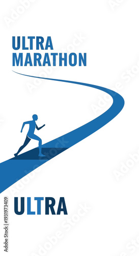 Depicting Endurance: An Ultra Marathon Runner on a Symbolic Blue Path, Representing Perseverance