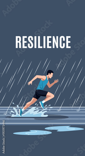 Depicting Perseverance: A Runner's Unwavering Spirit Through Stormy Challenges and Resilience