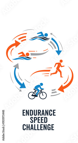 Depicting Endurance Events: A Vibrant Display Of Swimming, Cycling, and Running Competition