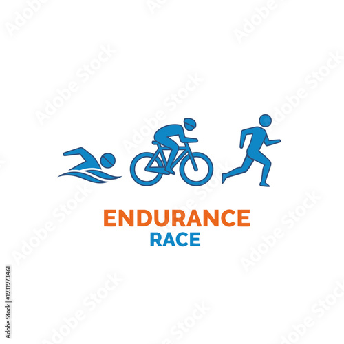 Depicting Endurance Race: Illustrative Triathlon Sequence Showcasing Athletic Prowess and Stamina
