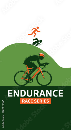 Depicting Endurance Race Series Poster: A Triathlon Illustration for Sports Enthusiasts