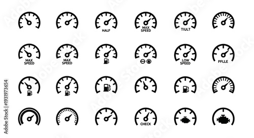 Various vehicle gauges and meters displayed on a clean digital interface
