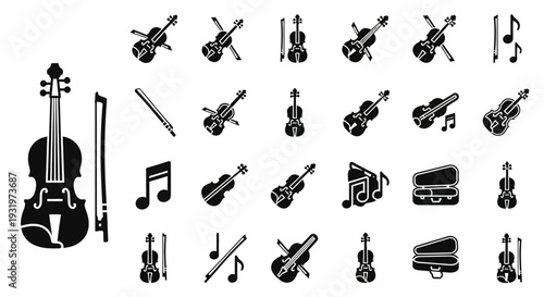 Collection of Musical Instruments and Symbols in a Digital Illustration