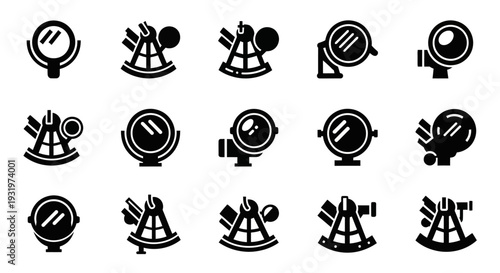 Collection of simple black icons representing various navigation and directional symbols on a plain white background