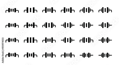 A grid of sound equalizer icons arranged in four rows on a simple background viewed from directly above