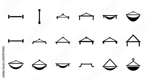 Collection of boat icons in various shapes and designs displayed in a grid layout