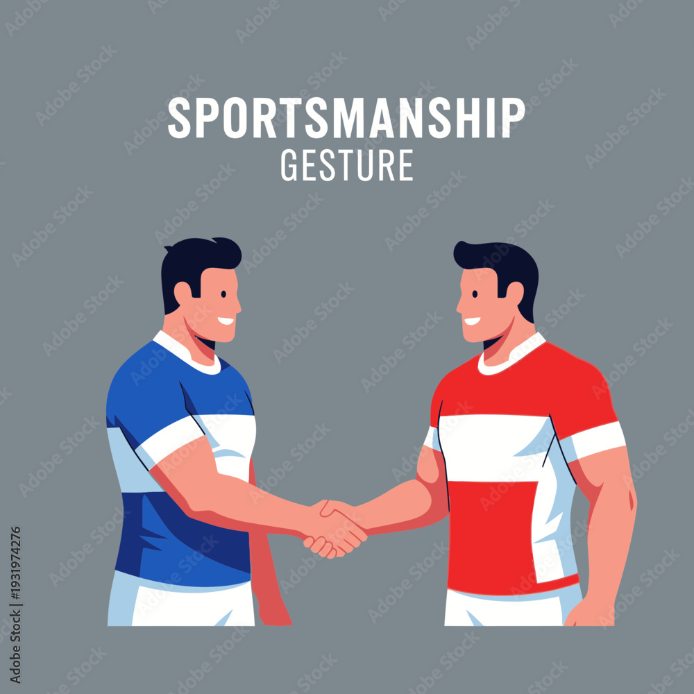 Obraz premium Depiction Of Sportsmanship In Handshake, Agreement Between Two Competitors, Victory Celebration