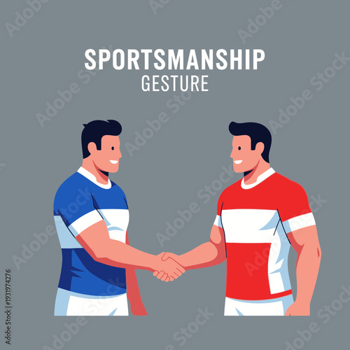 Depiction Of Sportsmanship In Handshake, Agreement Between Two Competitors, Victory Celebration