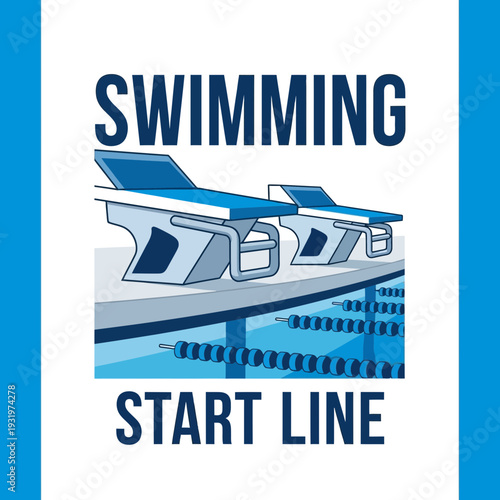 Depiction Of Swimming Start Platforms With Vibrant Blues And Clean Lines For Aquatic Competition