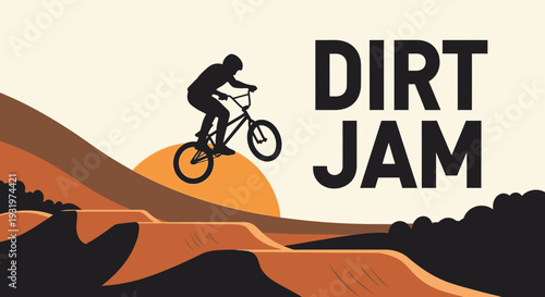 Dirt Jam Silhouette: Thrilling BMX Action Against a Sunset Backdrop