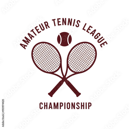 Distinctive Amateur Tennis League Championship Logo Design Featuring Rackets and a Tennis Ball