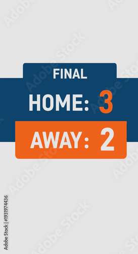 Display Of Sports Final Score With Home And Away Numbers For A Competitive Match Or Game Outcome