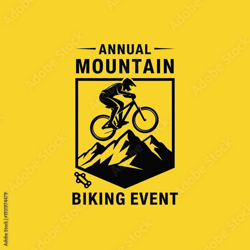 Distinctive Mountain Biking Event Emblem Showcasing Dynamic Cycling Action and Adventure