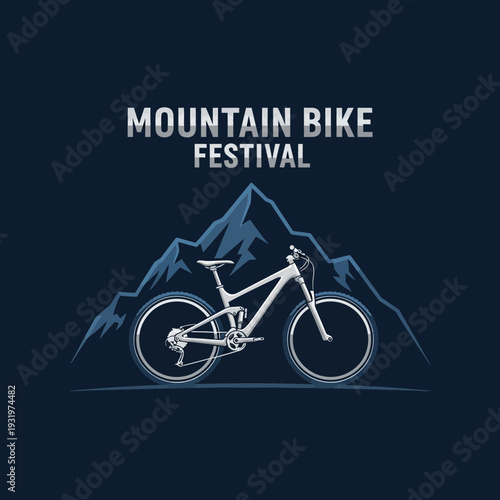 Distinctive Mountain Bike Festival Emblem Depicting Rugged Terrain and Bicycle Silhouette Design