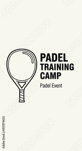Distinctive Padel Training Camp Branding Featuring a Stylish Racquet Design for Competitions