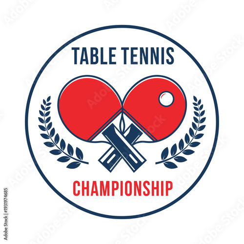 Distinctive Table Tennis Championship Emblem: A Stylish Design for Sports Competitions
