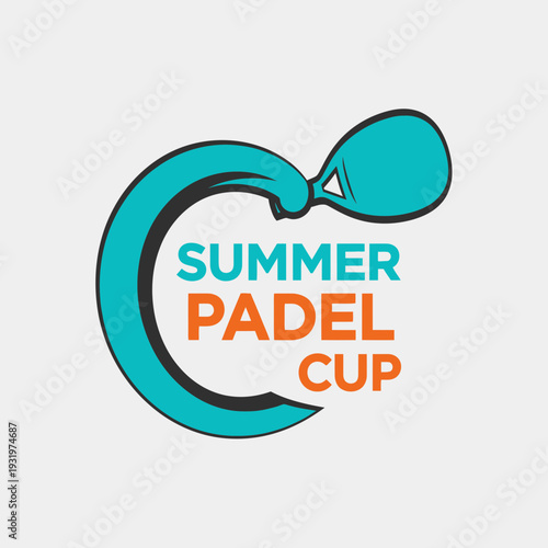 Distinctive Summer Padel Cup Emblem with Vibrant Colors for Sport Competitions and Branding Design