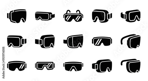 Collection of Virtual Reality Headsets and Goggles Illustrated in Various Styles on a Clean Background from a Straight-On Viewpoint