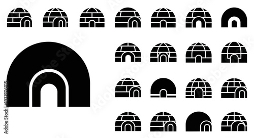 Collection of various archway icons in different designs and sizes on a clean background