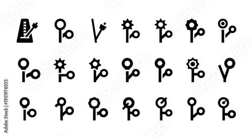 A collection of 20 icons related to sewing and tailoring displayed on a clean grid