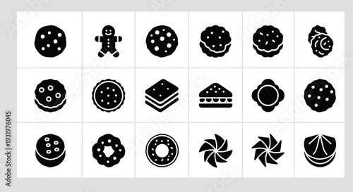 Assorted Sweet Treats and Desserts Icons in a Grid Layout