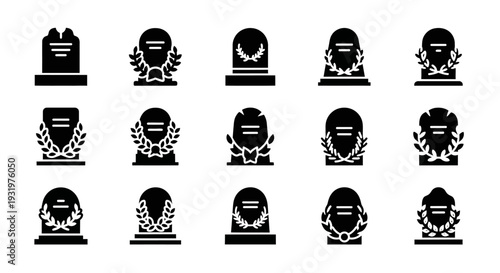 Collection of black icons representing various awards and achievements on a clean white background