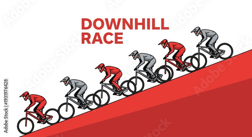 Downhill Cycling Race: A Dynamic Illustration Depicting Speed and Competition