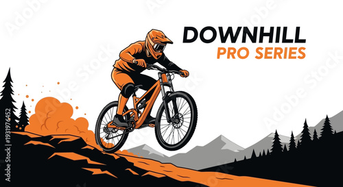 Downhill Mountain Biking Pro Series Logo Representing Speed and Extreme Adventure