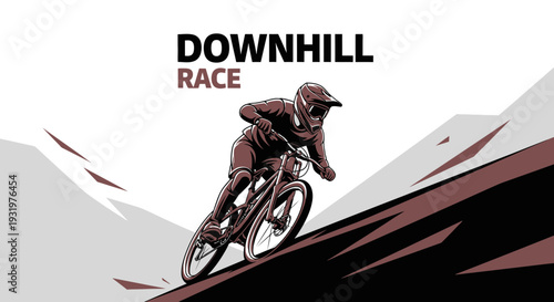 Downhill Mountain Biking Race Illustration Depicting Speed and Intense Adventure