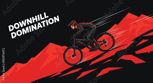 Downhill Mountain Biking: Thrilling Ride Through Red Landscapes At High Speed