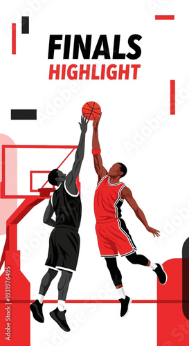 Dramatic Basketball Finals Highlight Featuring Two Players Reaching for the Ball Displayed on Mobile