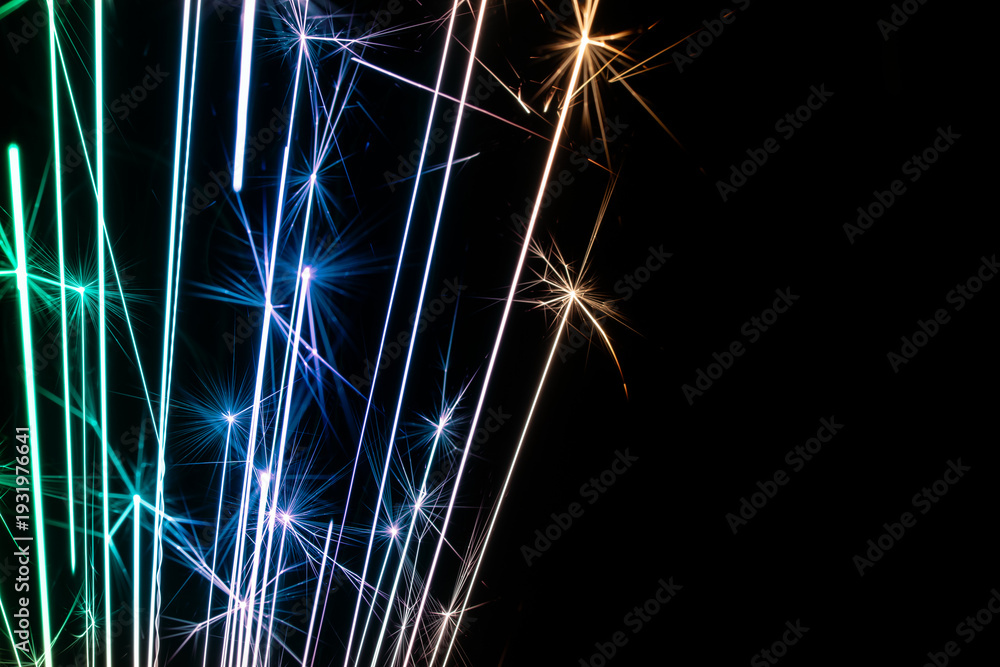 Obraz premium titanium spark star flare, explosion of sparks from an electrical short circuit