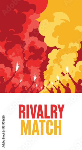 Dramatic Depiction of Rivalry Match Atmosphere with Intense Colors and Silhouetted Figures