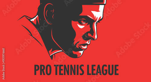 Dramatic Portrait of Tennis Player Design For Sports Tournament League Poster
