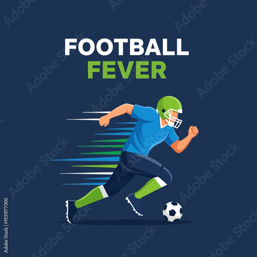 Dynamic American Football Player in Action Displaying Speed and Sporting Prowess