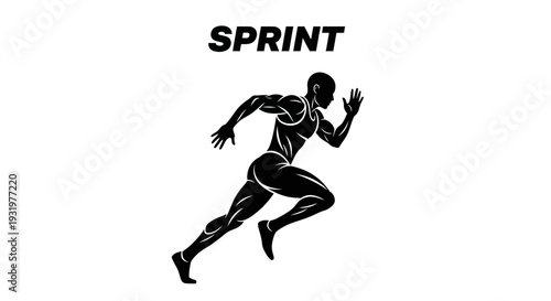 Dynamic Athlete Sprinting in Silhouette Depicting Energetic Movement and Athleticism
